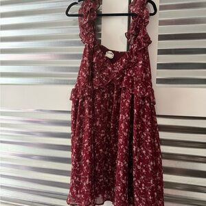 ARULA Burgundy Floral Ruffle Sundress